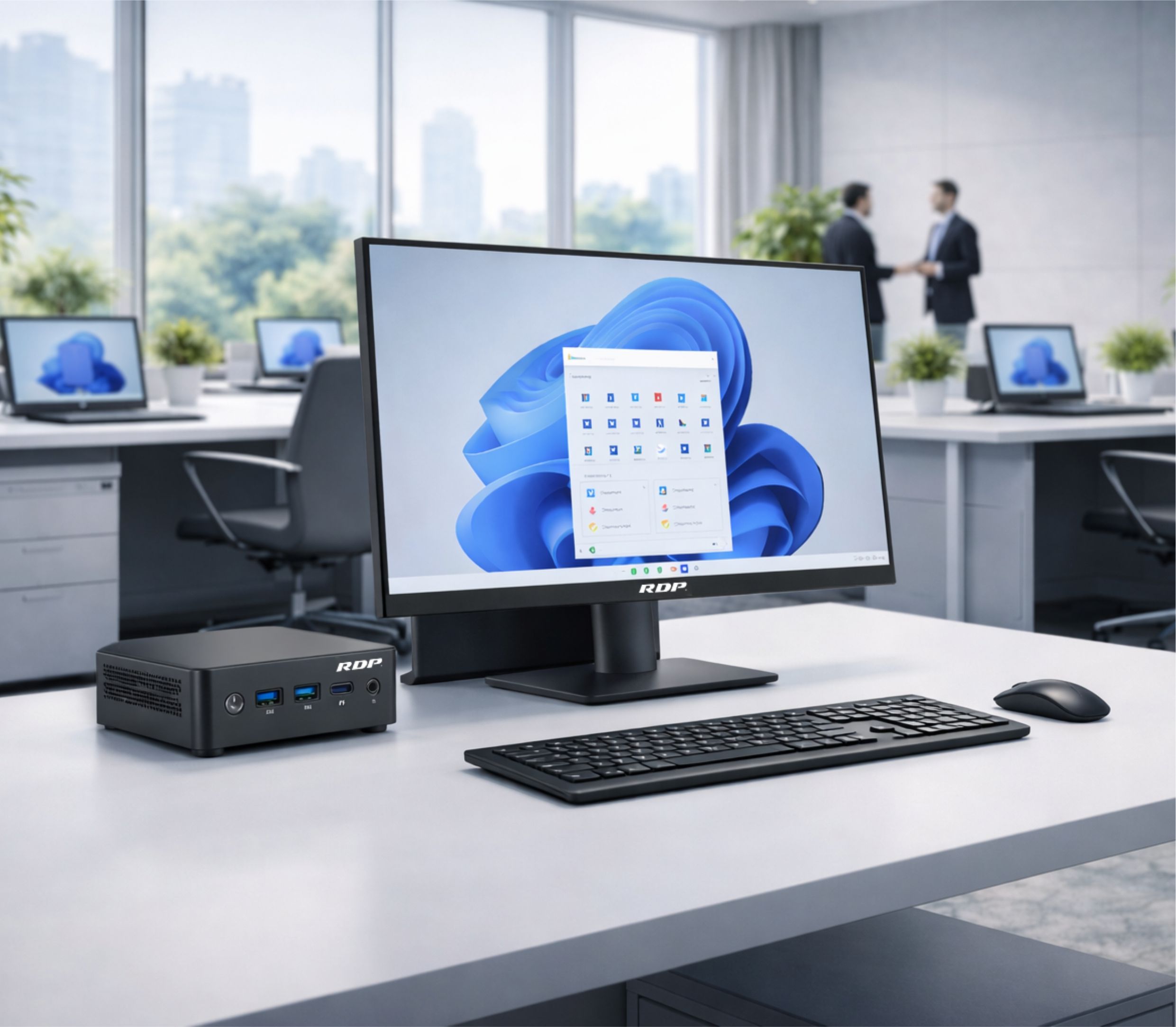 RDP mini PC and edge PC compact desktop with VESA mount