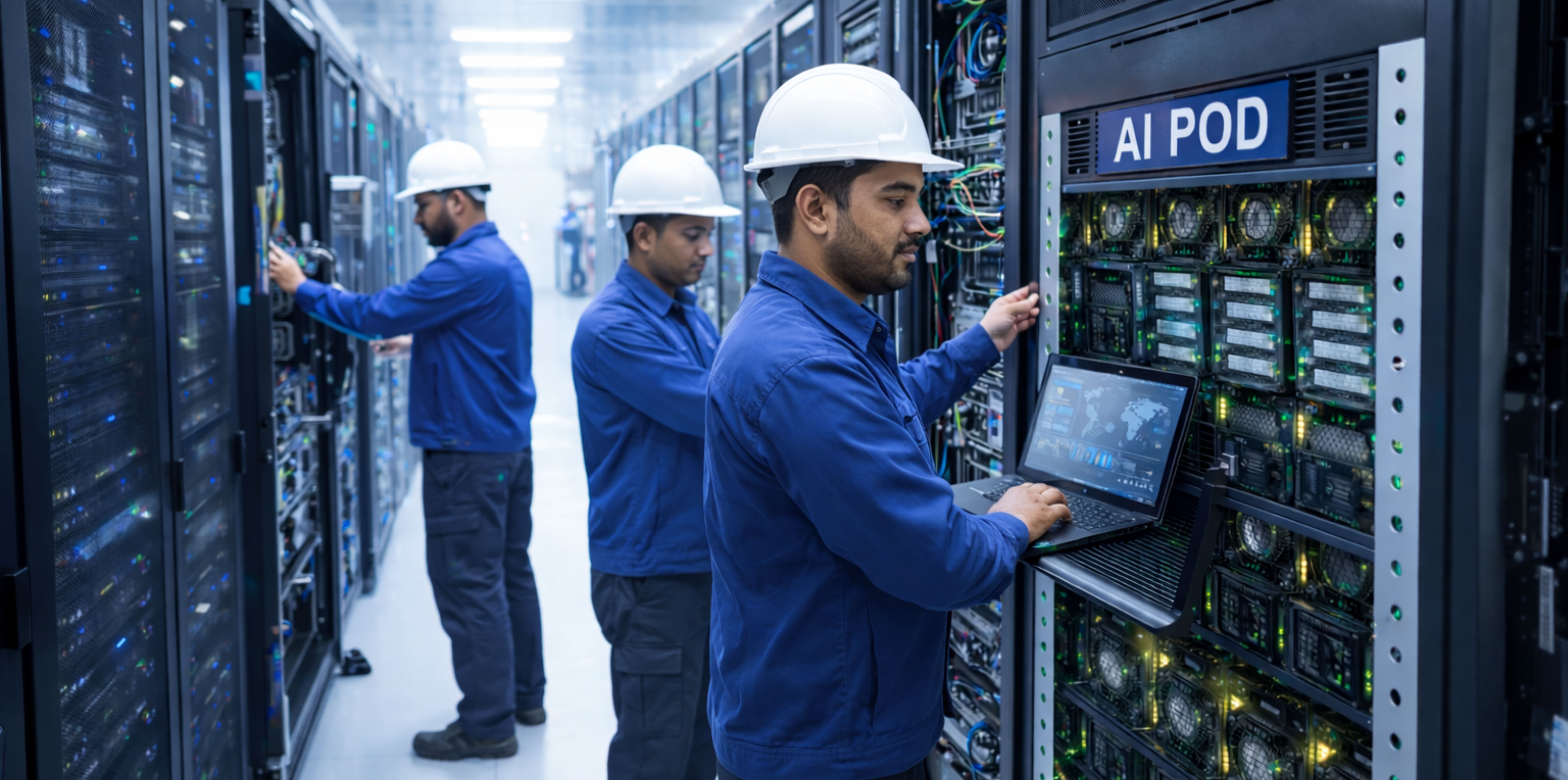 RDP data centre infrastructure with rack servers and storage