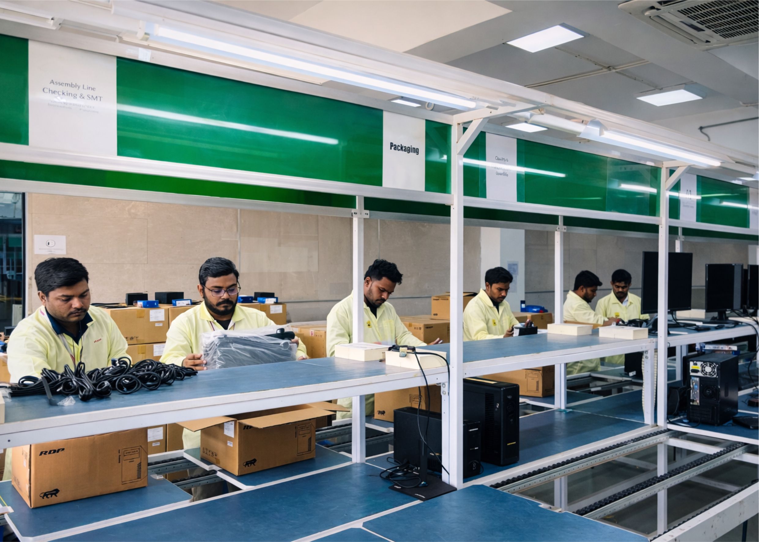 RDP hardware assembly line with quality inspection