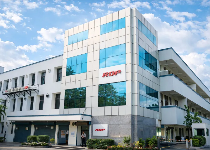 RDP manufacturing facility exterior at Nacharam, Hyderabad